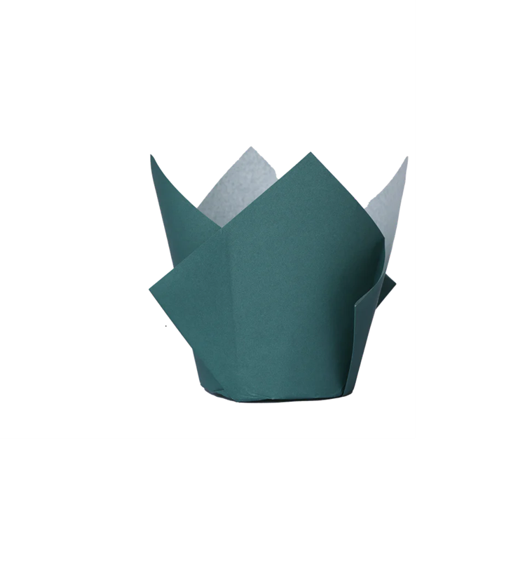 Tulip handkerchief cupcake paper or muffin cups Forest Sage Green