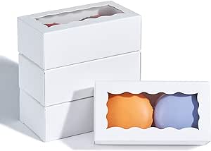 White small cake box fits 2 macarons fudge cookies & desserts too Pack 100