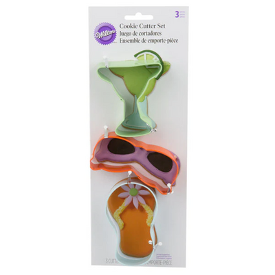 Summer 3 pc cookie cutter set Jandals Margarita and sunglasses