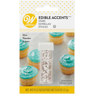 Edible glitter shapes Silver stars by Wilton