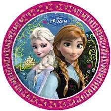 Frozen Elsa and Anna party plates (8) PINK - Kiwicakes