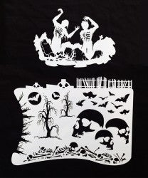 Halloween and Zombie stencil set 2 stencils Style 1