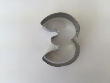 Number cookie cutter Number 3 Three 5cm Stainless Steel - Kiwicakes