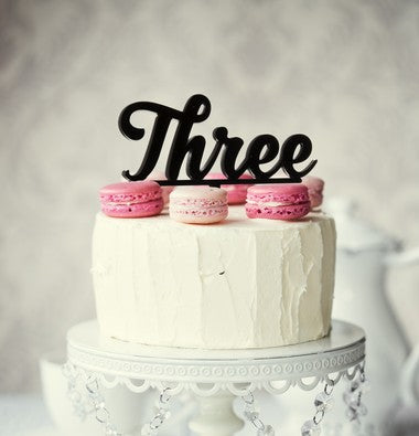 Number Three 3 Black Acrylic cake topper pick