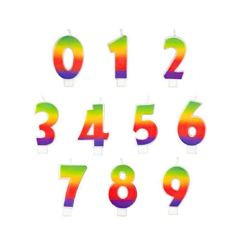 Rainbow numeral candle number 4 - Kiwicakes