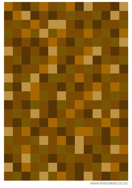 A4 Edible icing image PIXELLATED SQUARES Medium brown - Kiwicakes