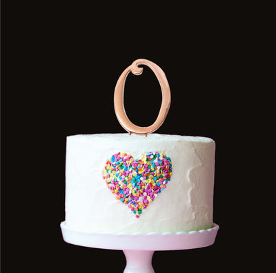 Rose Gold metal numeral 0 cake topper pick