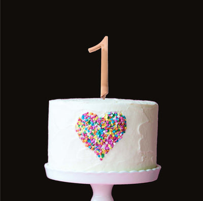 Rose Gold metal numeral 1 cake topper pick