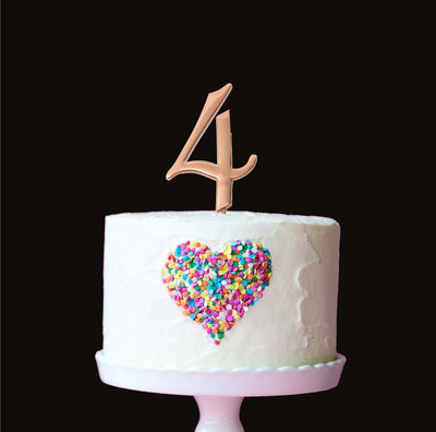 Rose Gold metal numeral 4 cake topper pick