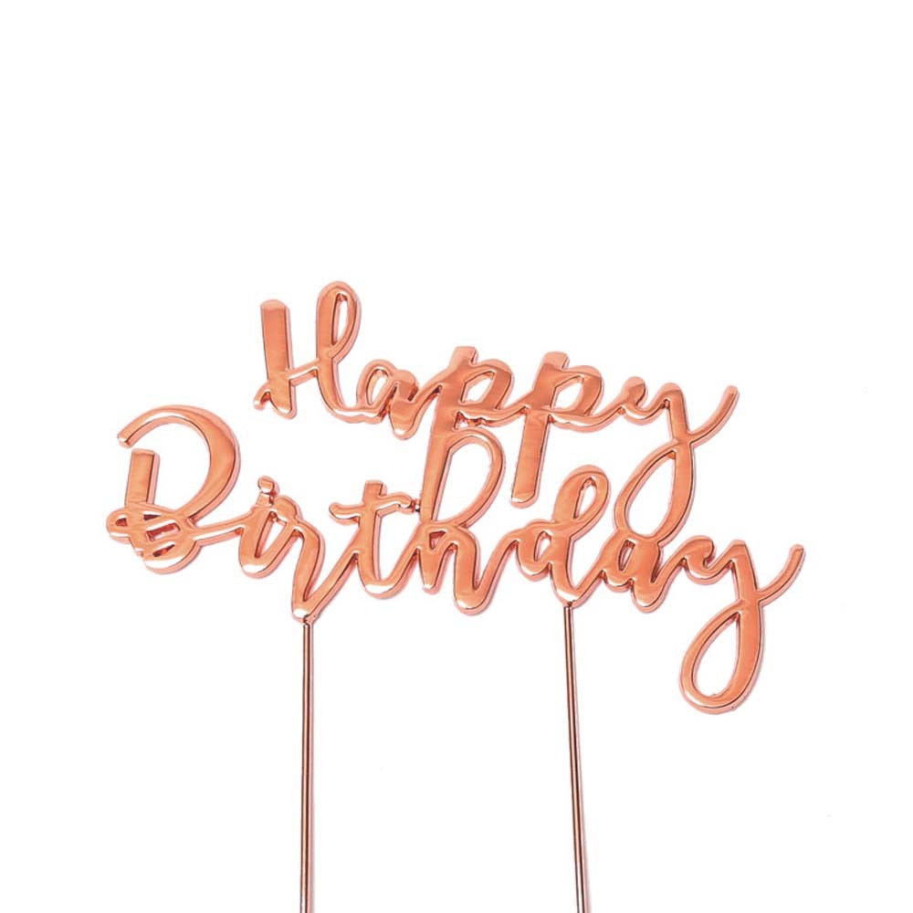 Rose Gold Metal Happy birthday pick topper