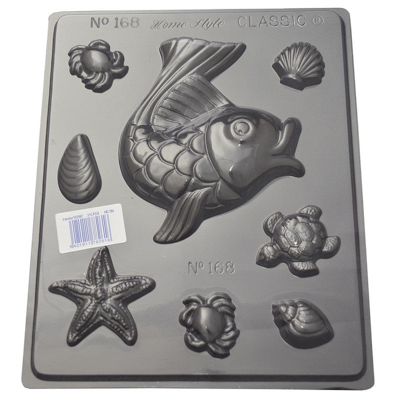 Seaside shapes fish turtle and seashells chocolate mould