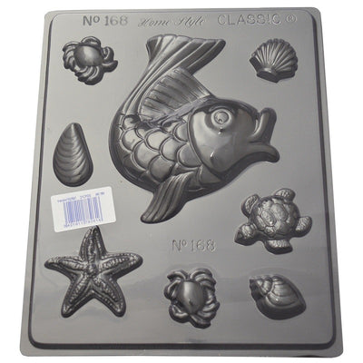 Seaside shapes fish turtle and seashells chocolate mould