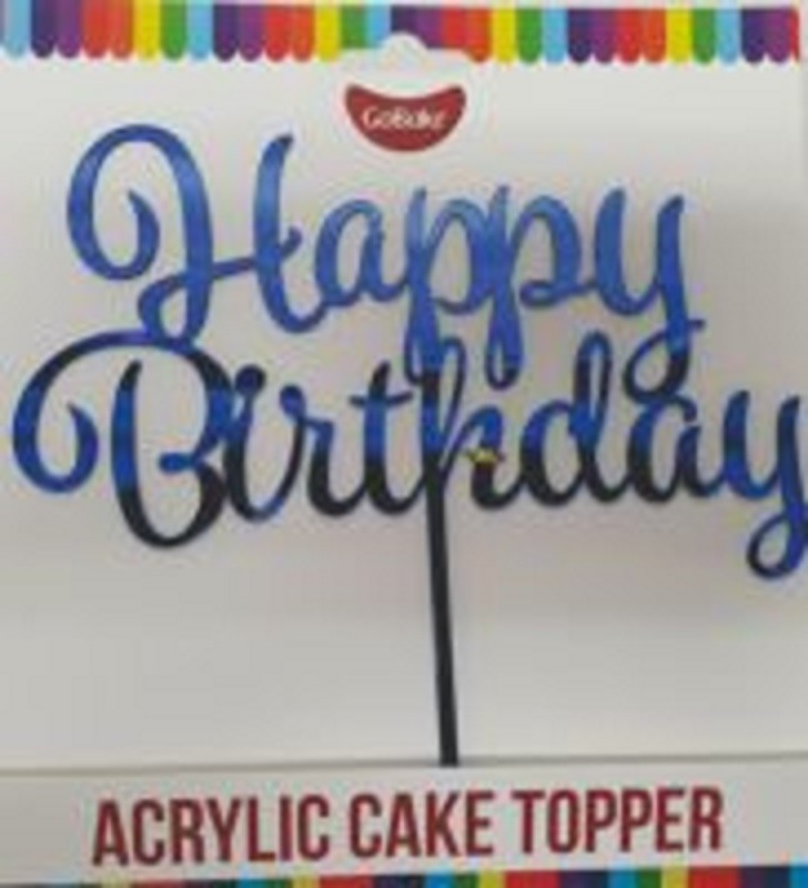 Gobake Happy Birthday Acrylic Economy Mirror Topper Blue Kiwicakes