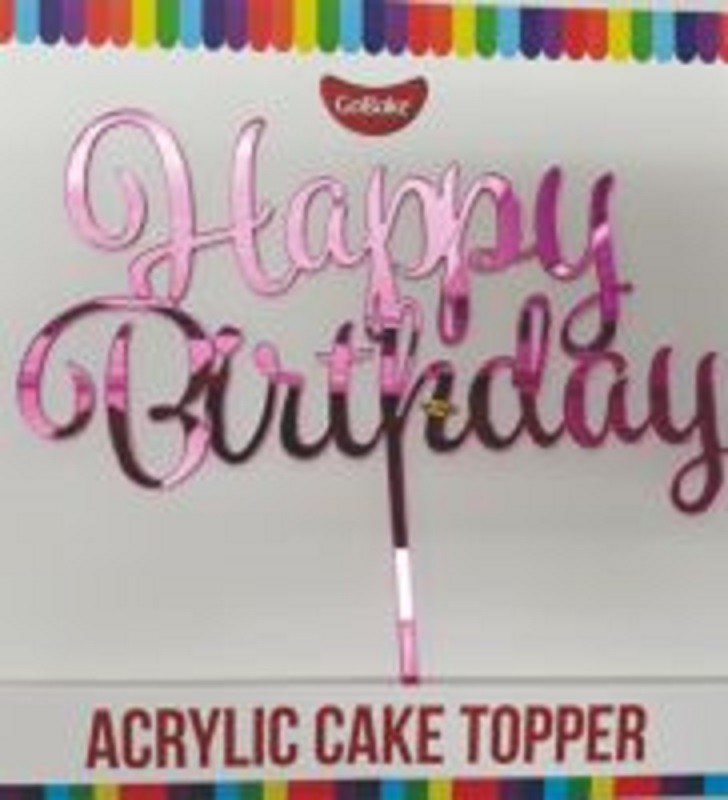 Gobake HAPPY BIRTHDAY Acrylic economy mirror topper PINK - Kiwicakes