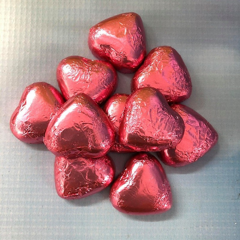 Foil covered chocolate hearts Pink - Kiwicakes