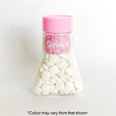 Seashells White shaped sprinkles 110G by SPrinkd