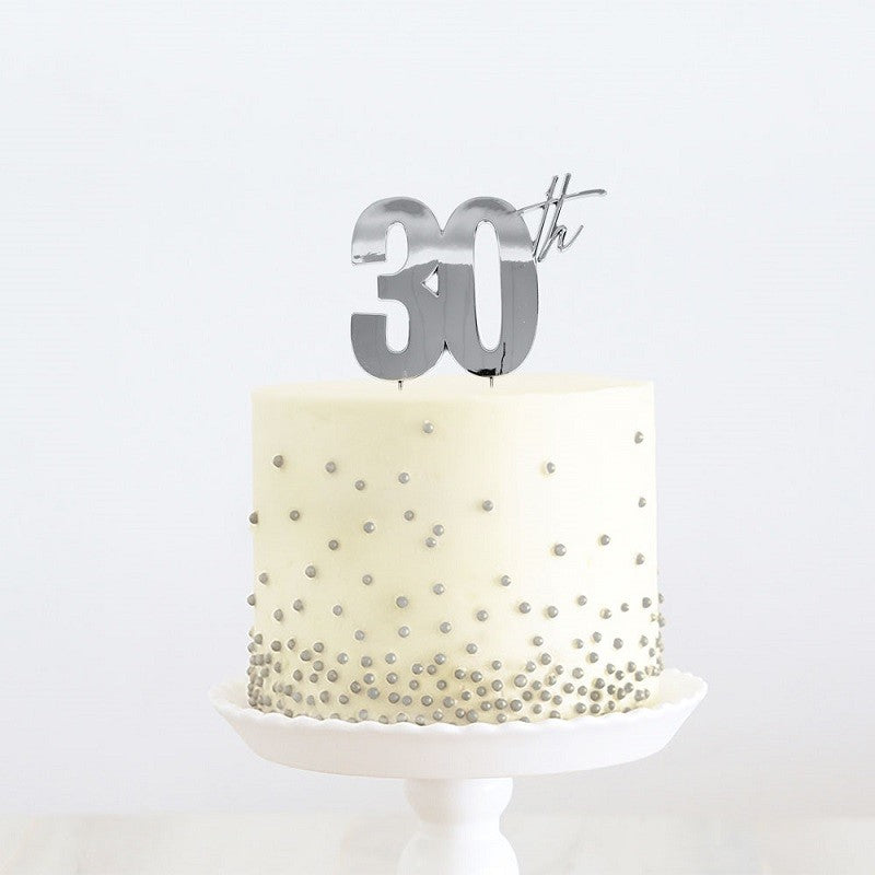 SILVER METAL CAKE TOPPER 30TH