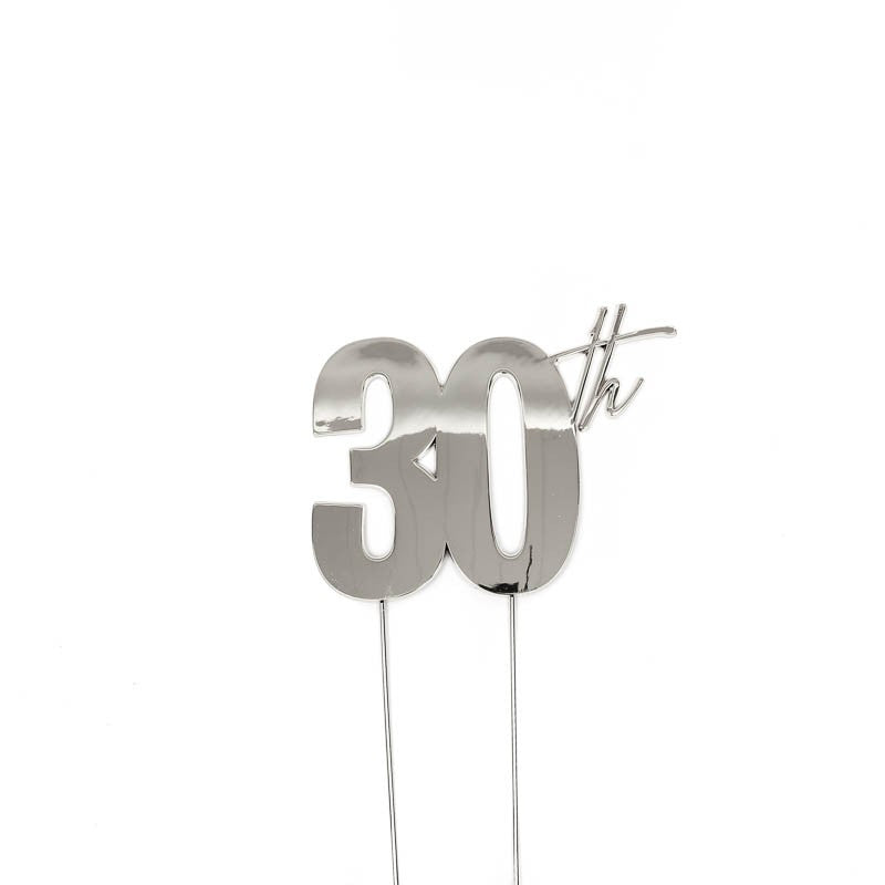 SILVER METAL CAKE TOPPER 30TH