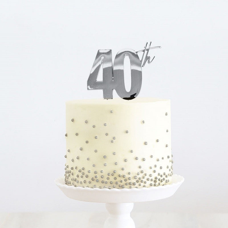 Silver METAL CAKE TOPPER 40TH