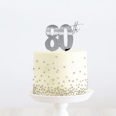 Silver METAL CAKE TOPPER 80TH