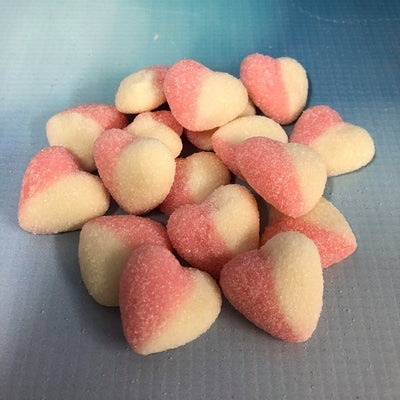 Pink and White Sugared Hearts Gummy Candy lollies