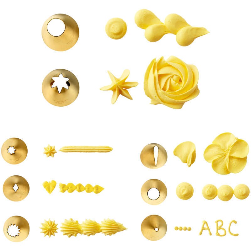 Wilton Gold tip nozzle decorating set with coupler and piping bags