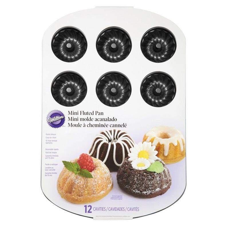 Non Stick Mini Fluted bundt Tube cake Pan 12 Cavity Kiwicakes