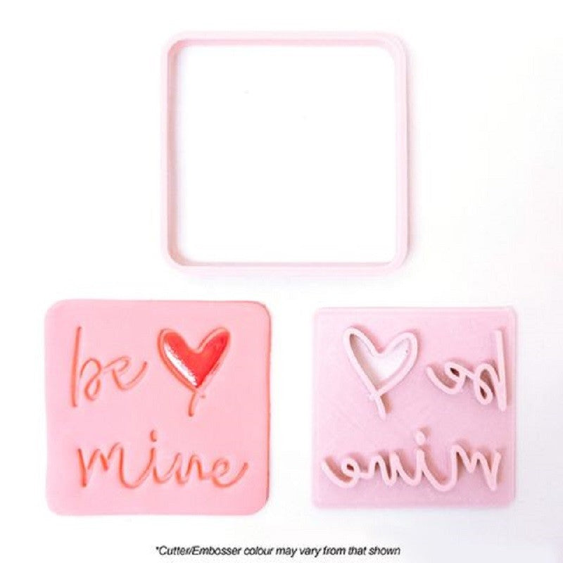 Square cutter and Be Mine embosser stamp