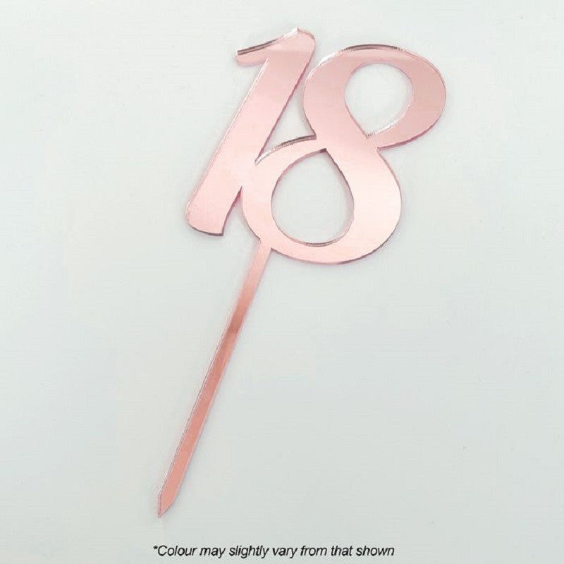 Numeral number acrylic cake topper 18 Rose Pink