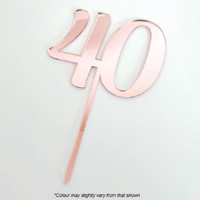 Numeral number acrylic cake topper 40 Rose Pink - Kiwicakes