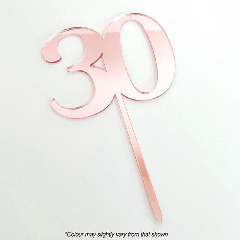 Numeral number acrylic cake topper 30 Rose pink - Kiwicakes