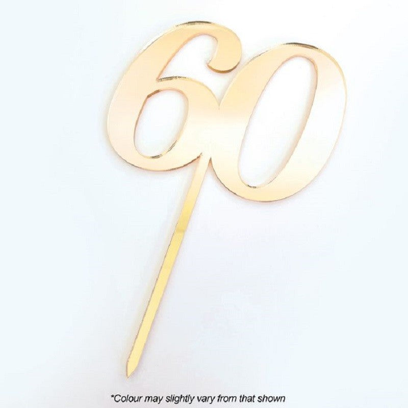 Numeral number acrylic cake topper 60 Gold