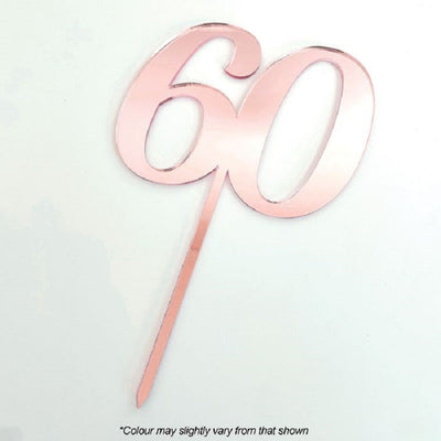 Numeral number acrylic cake topper 60 Rose Pink