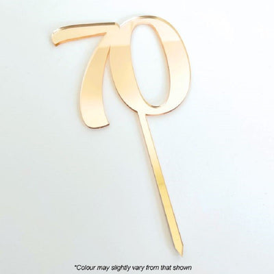 Numeral number acrylic cake topper 70 Gold