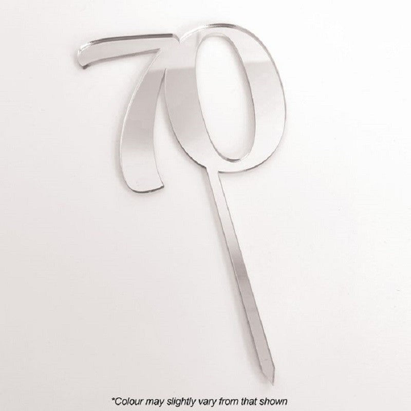 Numeral number acrylic cake topper 70 Silver