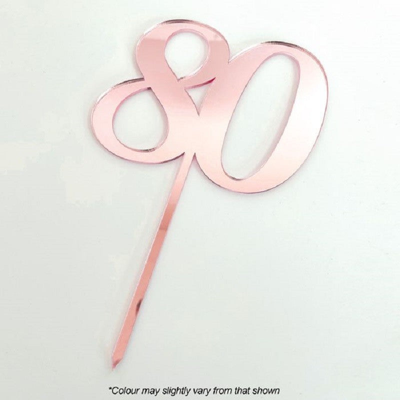 Numeral number acrylic cake topper 80 Rose Pink