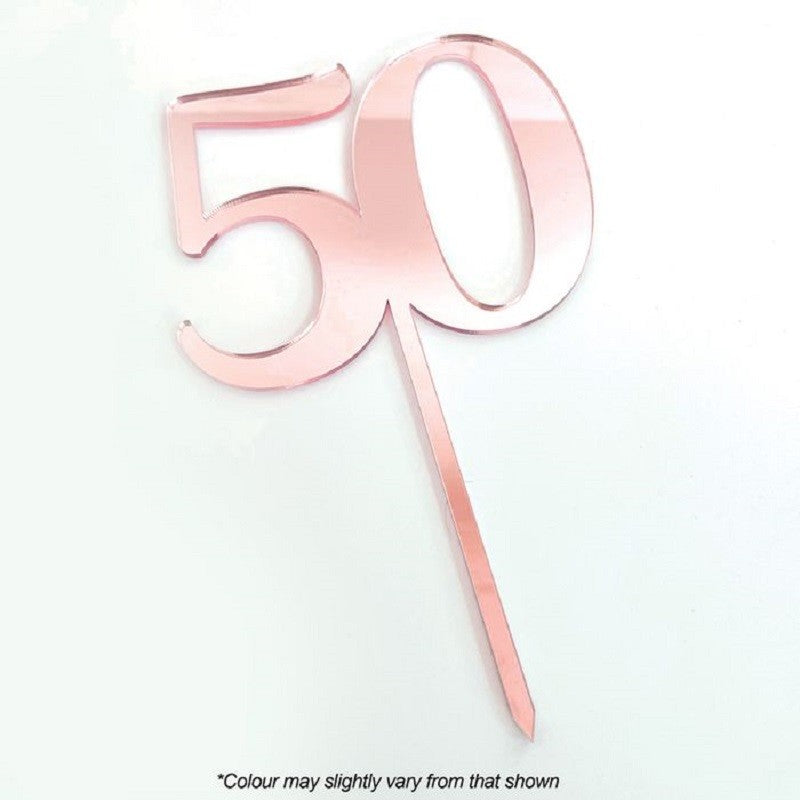 Numeral number acrylic cake topper 50 Rose Pink