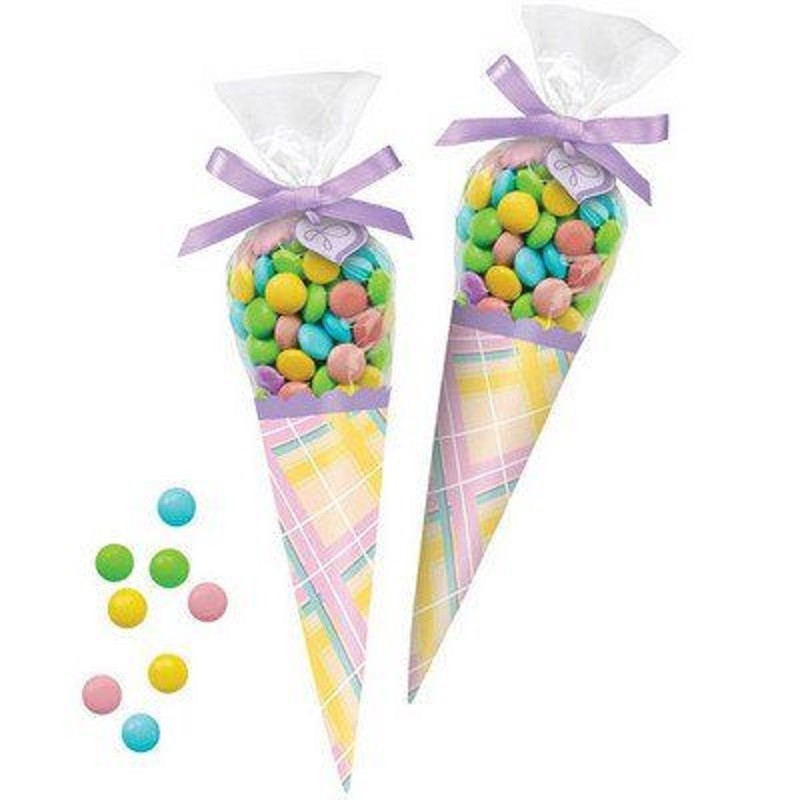 Pastel cone shape treat bag kit Pack of 8 - Kiwicakes