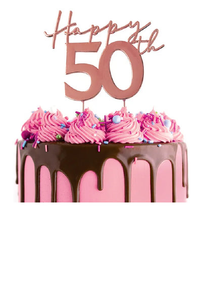 Rose Gold METAL CAKE TOPPER Happy 50TH