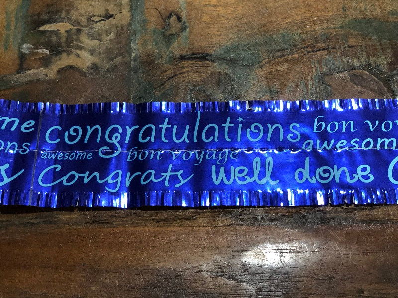 Royal Blue Congratulations Bon Voyage cake frill 63mm wide x 1m