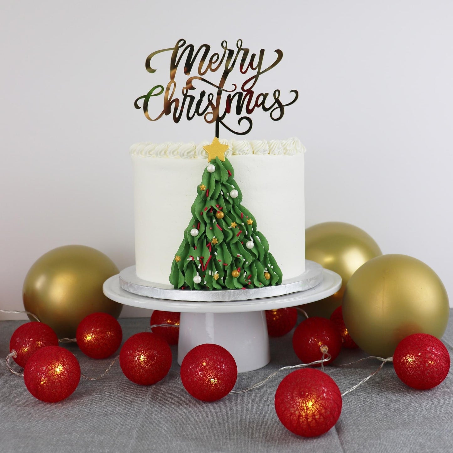 Merry Christmas Silver mirror acrylic topper